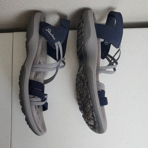 Skechers Women's Reggae Slim Takes Two Sandals Gray Blue Women's Size 8 - Picture 7 of 9